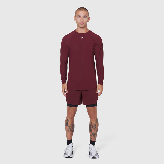 Laser-Vent™ Established Long Sleeve in crimson on male model, full front view