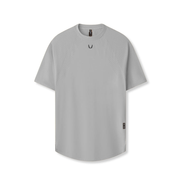 flatlay Laser-Vent Established Tee in slate grey, front view