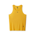 Flatlay of Laser-Vent™ Singlet Tank in amber yellow, front view on white background