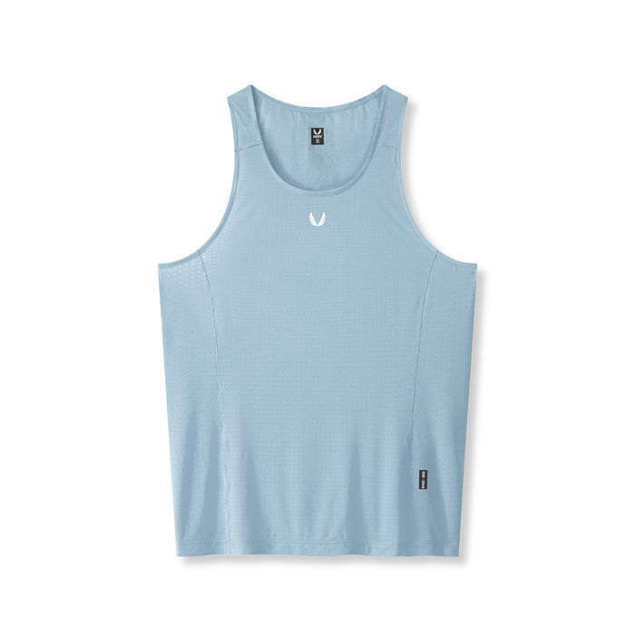 flatlay Laser-Vent™ Singlet Tank in light sky blue, front view