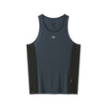 flatlay Laser-Vent Singlet Tank in navy and black, front view