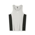 Flatlay of Laser-Vent Singlet Tank in slate grey and black, front view