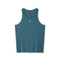 flatlay Laser-Vent™ Singlet Tank in storm blue, front view