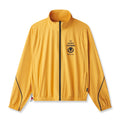 flatlay Aerotex™ Track Jacket in amber yellow with black trim, front view on display form
