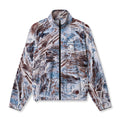 flatlay Aerotex Track Jacket in brown and blue marble camo pattern, front view