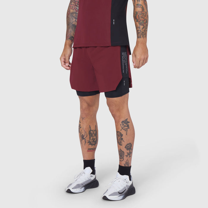 0953. Aerotex™ Hybrid Liner Short - Crimson/Black