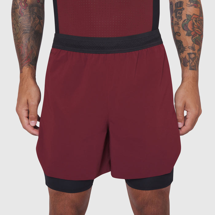 0953. Aerotex™ Hybrid Liner Short - Crimson/Black