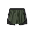 flatlay Aerotex™ Hybrid Liner Short in olive and black, front view