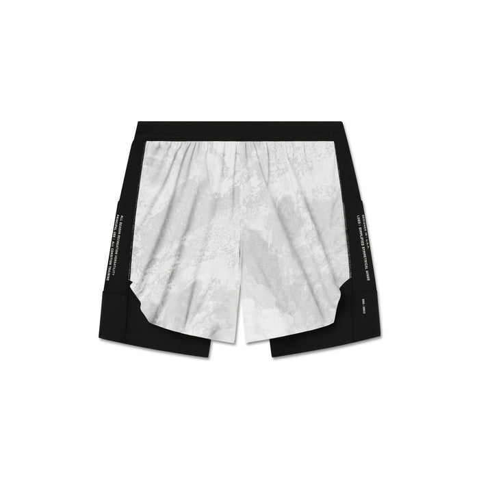 flatlay Aerotex Hybrid Liner Short in white and black, top view