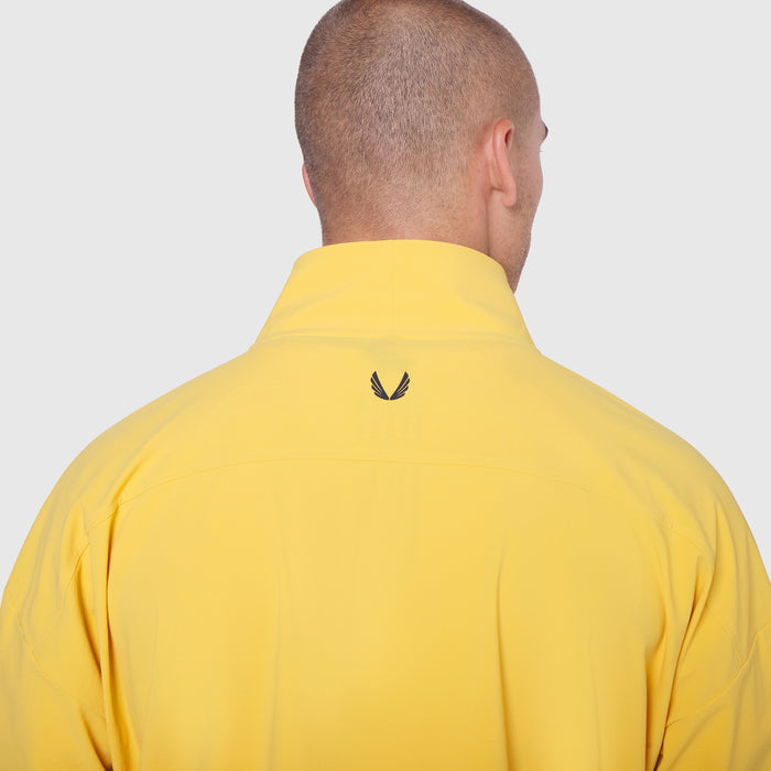 Aerotex Quarter-Zip Jacket in yellow, worn by model shown from back