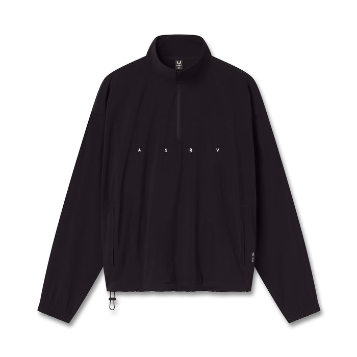 flatlay Aerotex Quarter-Zip Jacket in black, front view