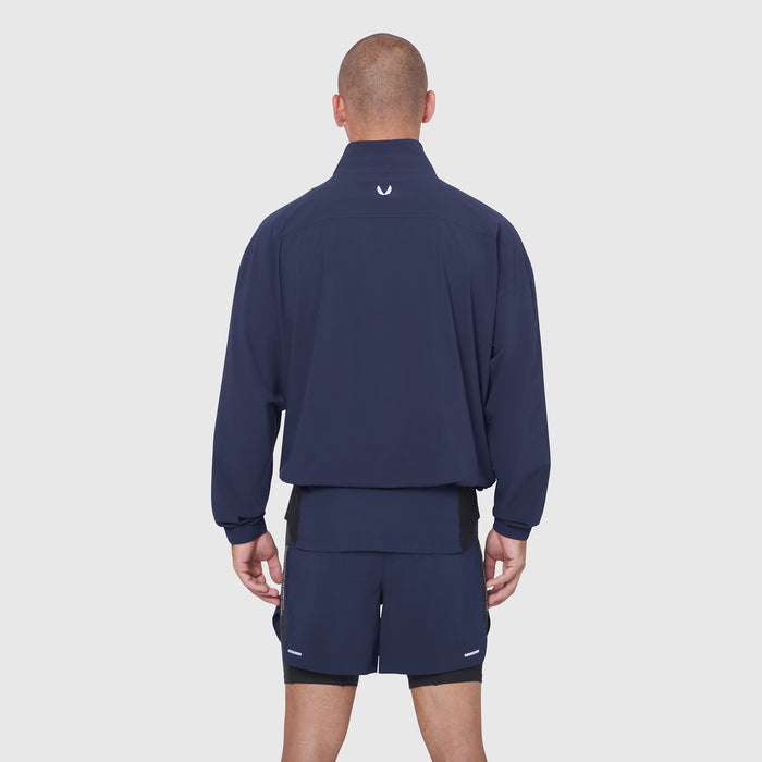 Aerotex Quarter-Zip Jacket in navy worn by model, back view