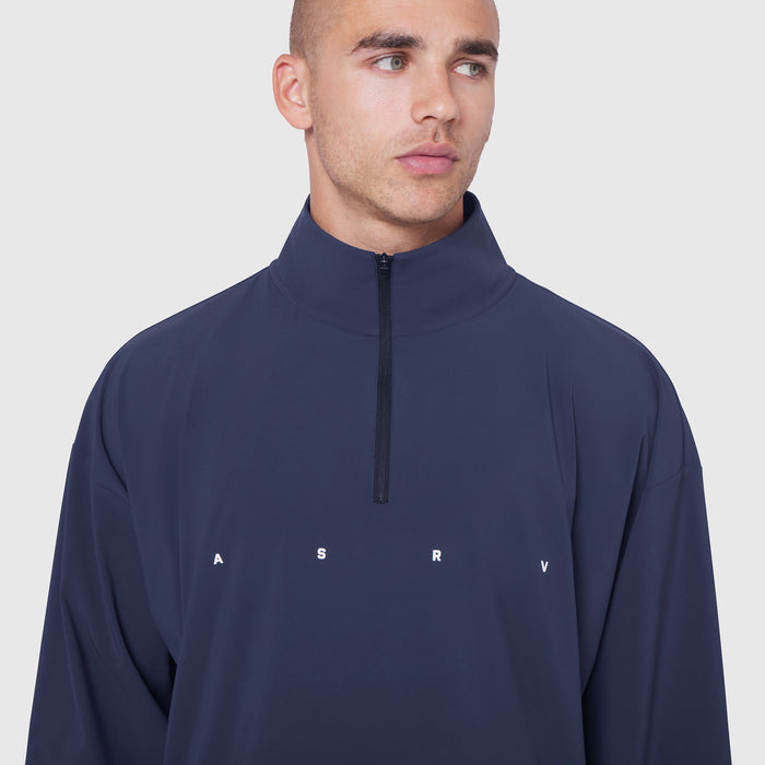 Aerotex Quarter-Zip Jacket in navy worn by model, front view