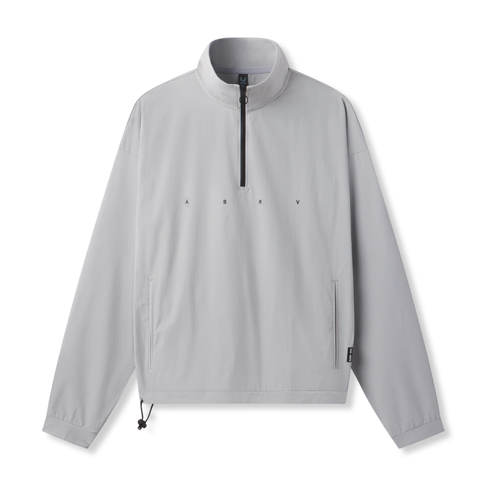 flatlay Ripstop Quarter Zip Jacket in slate grey, front view