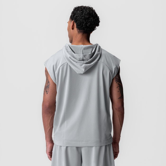 Reversible 2-in-1 Cutoff Hoodie in Slate Grey, back view on model