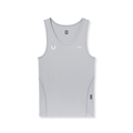 Flatlay of WarpFlexx-Lite Slim Tank in slate grey, front view