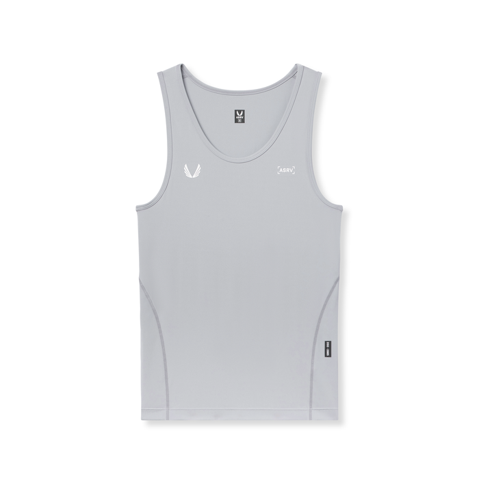 Flatlay of WarpFlexx-Lite Slim Tank in slate grey, front view