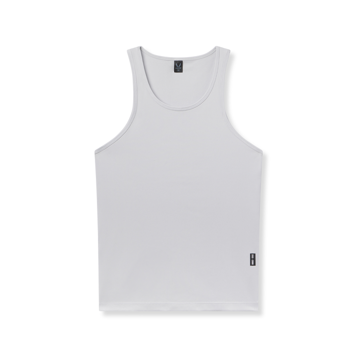 flatlay Creora® Tech Ribbed Tank in light grey, front view