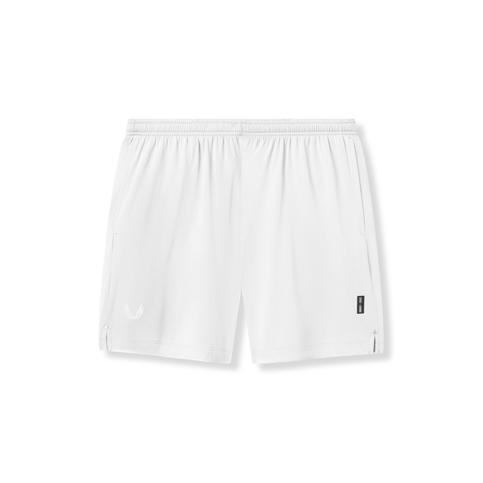 flatlay reversible 2-in-1 shorts in white, front view