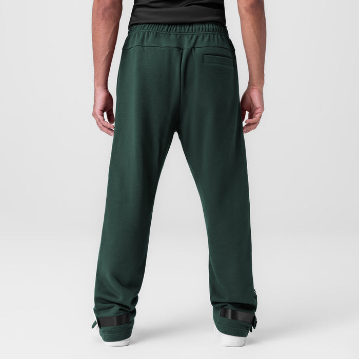 Herringbone Terry Snap Button Sweats in forest green, back view on model