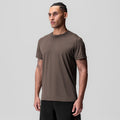 AeroSilver Essential Tee in Deep Taupe worn by model, front view