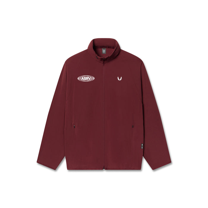 flatlay Aerotex Weather-Ready Bonded Windbreaker in crimson, displayed on invisible mannequin, front view