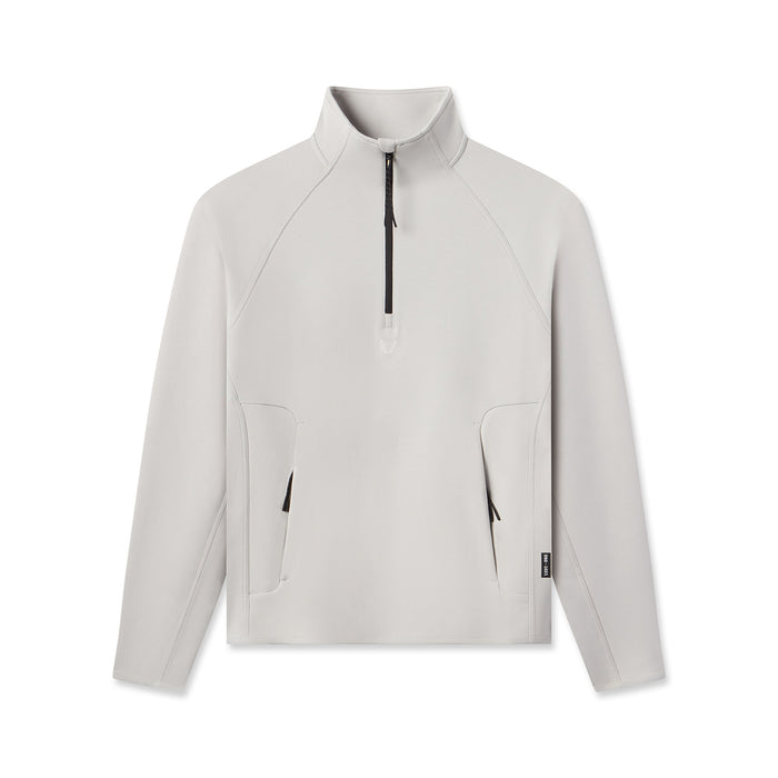 flatlay Dri-Core Quarter Zip pullover in light grey, front view
