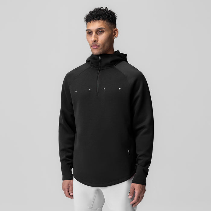 Black Dri-Core™ Zip Hoodie worn by male model, front view against grey background