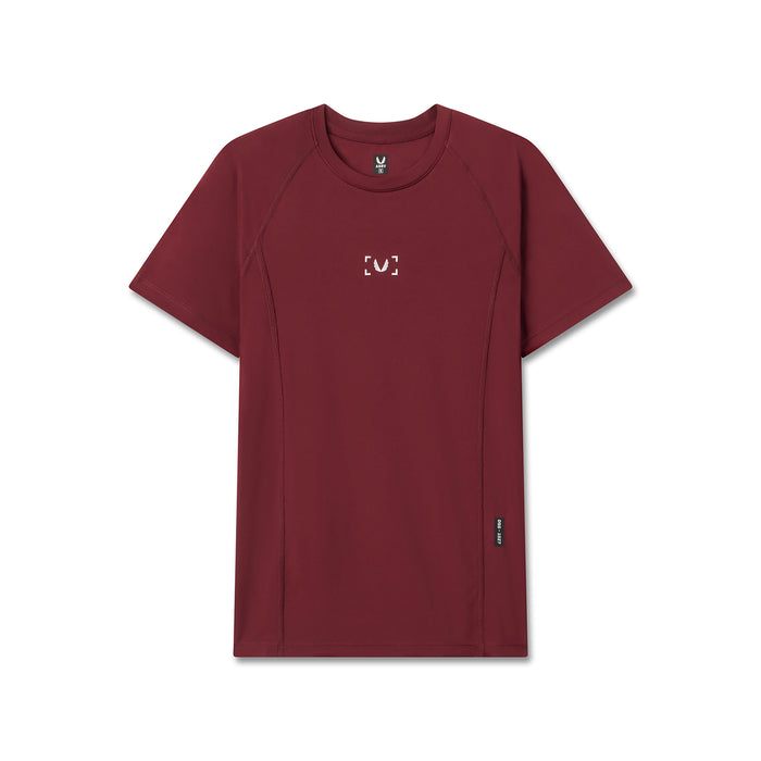 flatlay WarpFlexx-Lite Half-Sleeve Baselayer in crimson, front view
