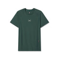 flatlay WarpFlexx-Lite Half-Sleeve Baselayer in forest green, front view