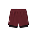 flatlay Aerotex Bonded 7" Liner Short in crimson and black, front view