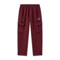 Flatlay of Deltapeak® Cargo Cinch Jogger in crimson with cargo pockets and ribbed texture
