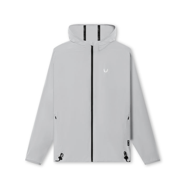 flatlay Aerotex Lightweight Windbreaker in slate grey, front view