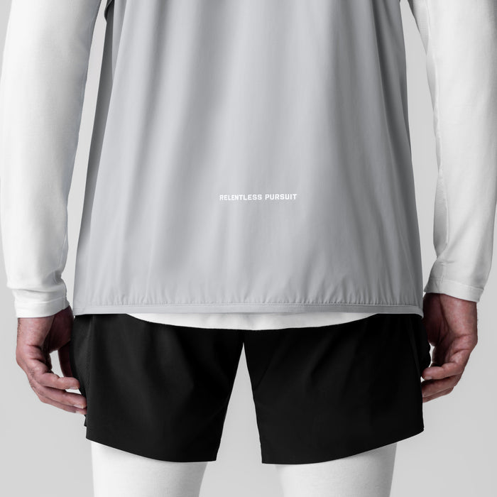 Aerotex™ PrimaLoft® Run Vest in slate grey, worn by model, back view