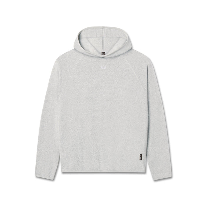 flatlay Towel Terry Reversible Hoodie in heather grey, front view
