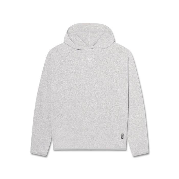 flatlay Towel Terry Reversible Hoodie in heather grey, front view