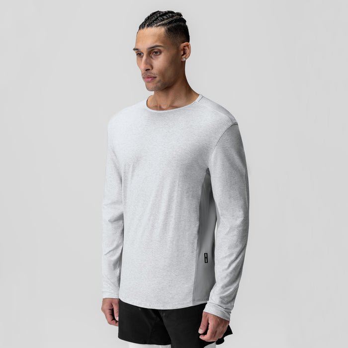 Creora® Cotton Modal Long Sleeve in heather grey, worn by model, front view