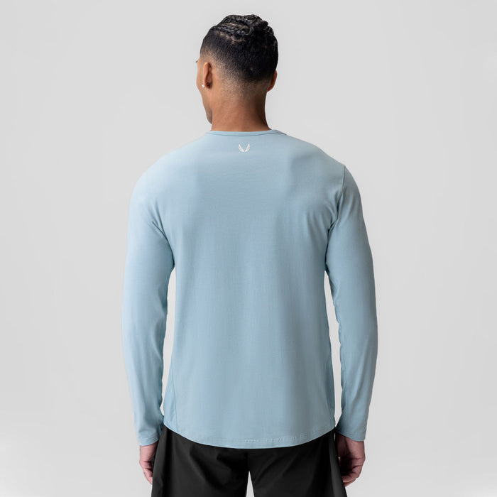 Creora® Cotton Modal Long Sleeve in light sky, back view on model