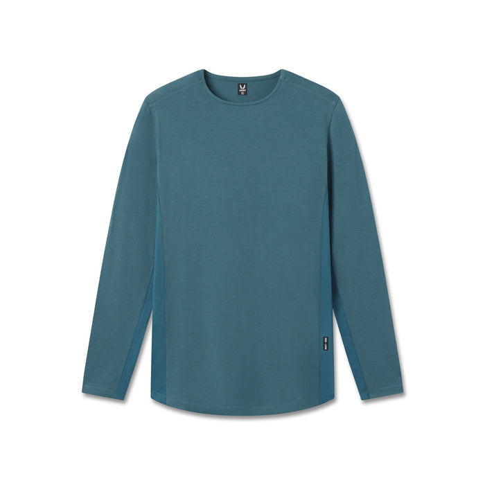 flatlay Creora® Cotton Modal Long Sleeve in storm blue, front view
