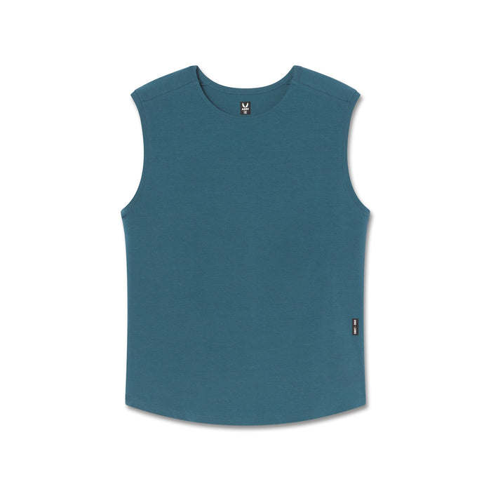 flatlay Creora® Cotton Modal Cutoff Tank in storm blue, front view