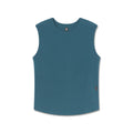 flatlay Creora® Cotton Modal Cutoff Tank in storm blue, front view