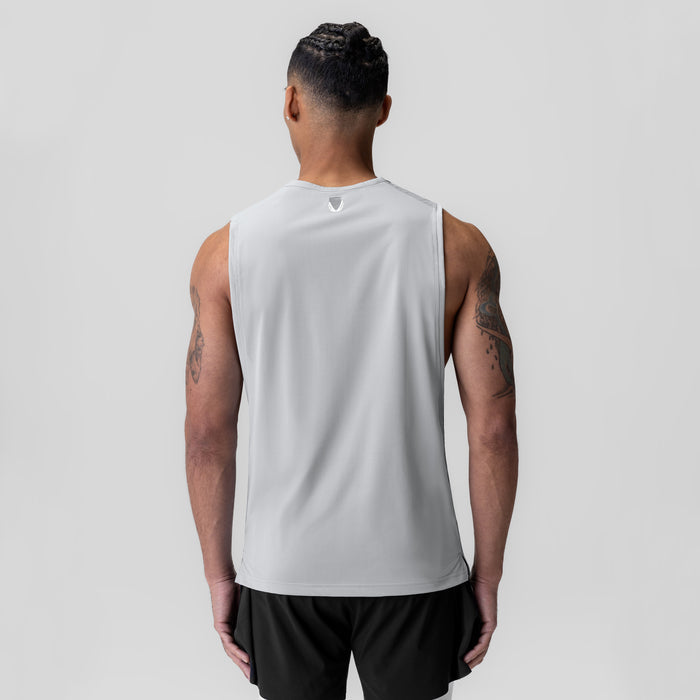 Ice-Skin™ Muscle Tank in white, back view on model