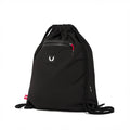 flatlay Antibacterial Mesh Drawstring Bag in black, front view