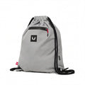 flatlay of antibacterial mesh drawstring bag in slate grey, front view
