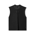 flatlay Towel Terry Cutoff sleeveless tank in black, front view