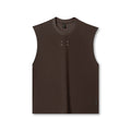 flatlay Towel Terry Cutoff sleeveless tank in dark earth, front view