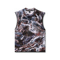flatlay Towel Terry Cutoff sleeveless tank in Realtree Aspect camo print, front view