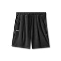 Flatlay of ASRV Towel Terry Relaxed Short in black, front view
