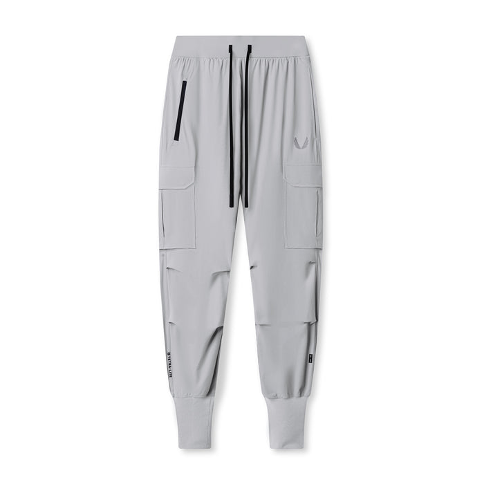 flatlay Tetra-Lite Ice Cargo High Rib Jogger in slate grey, front view