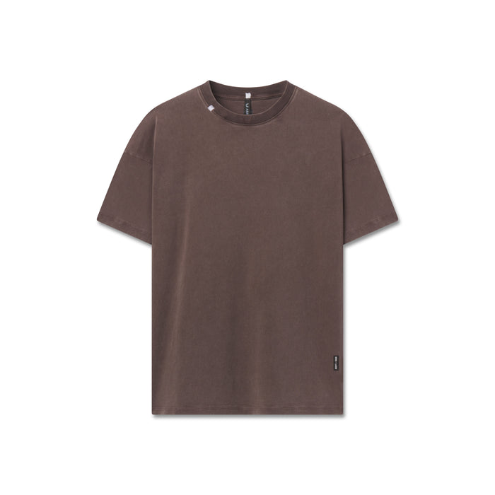 Flatlay of Distressed Relaxed Tee in dark earth brown, front view